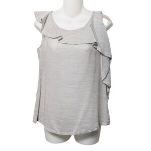 PEACE OF MIND Ruffle Sleeveless Tencel Wool Top M